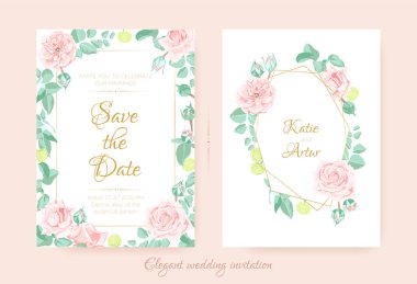 Vektör çiçek buketi, düğün kartları.