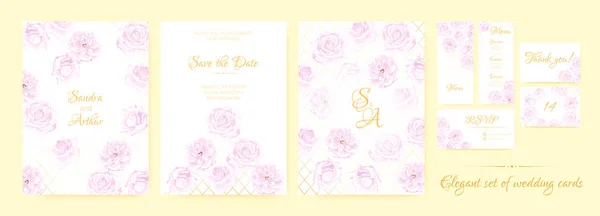 Boda Invitación Colección floral . — Vector de stock