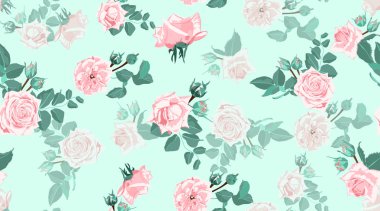 Vintage gül, sorunsuz çiçek desenli.