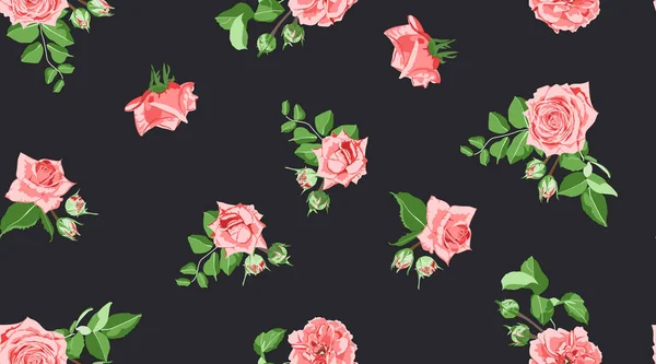 Roses Seamless Pattern in Vintage Style. — Stock Vector