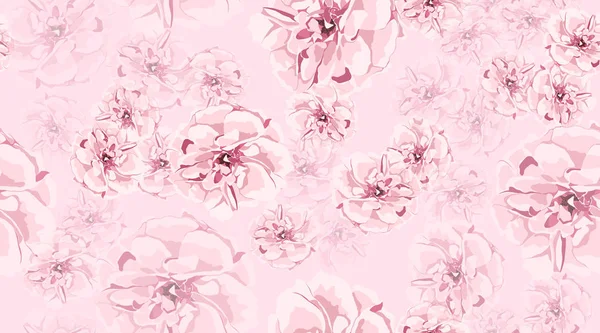 Розовые Розы Акварельный Цветочный Узор Винтажные Цветы Бесшовный Пион Шаблон — стоковый вектор