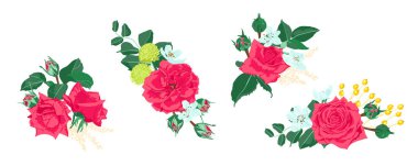 Düğün kartı davet tasarım, vektör gül.