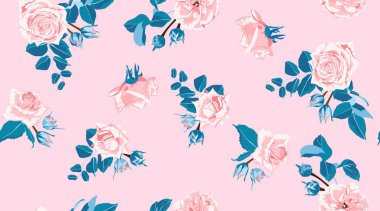Pastel renklerde çiçek gül deseni.