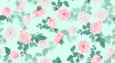 Vintage gül, sorunsuz çiçek desenli.