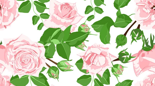 Roses Seamless Pattern in Vintage Style. — Stock Vector