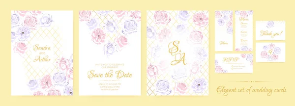 Casamento floral Convidar em cores pastel . — Vetor de Stock