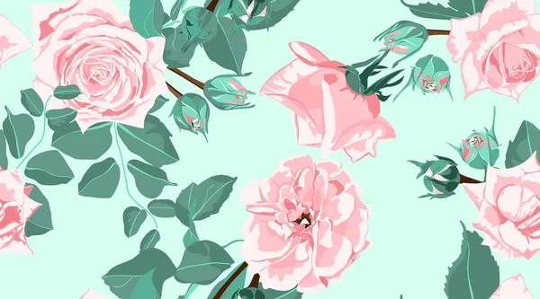 Vintage rosor, sömlös blommönster. — Stock vektor