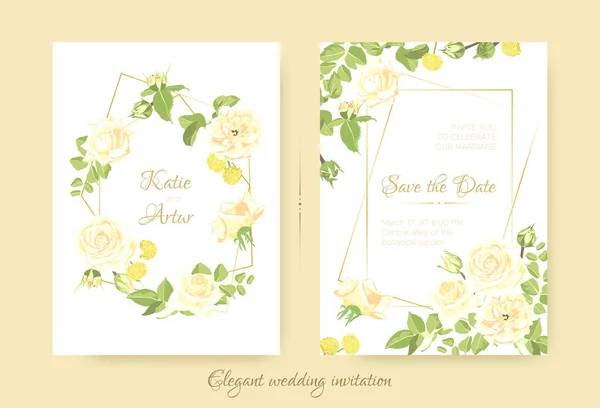 Elegant Vintage Bröllop kort med rosor. — Stock vektor