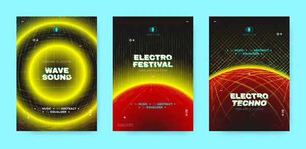 Carteles musicales abstractos con efecto neón . — Archivo Imágenes Vectoriales