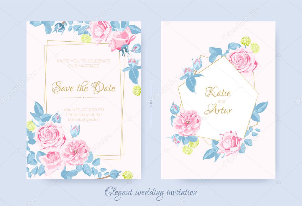 Wedding Cards with Floral Composition.