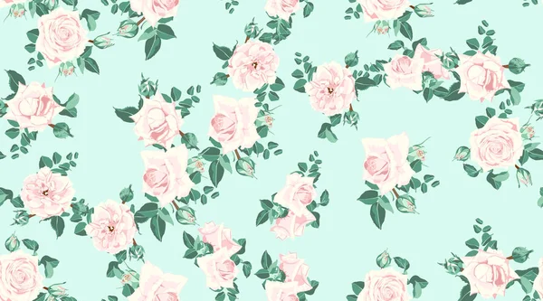 Wedding Invitation, Roses Seamless Pattern. - Stok Vektor