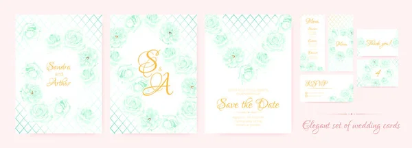 Convite de casamento, Cartões Templates Set . — Vetor de Stock