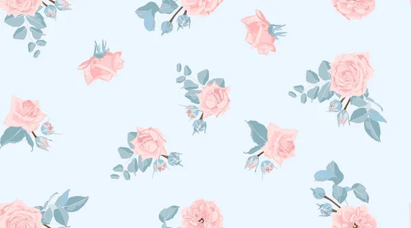 Floral Roses Pattern in Pastel Colors. — Stock Vector