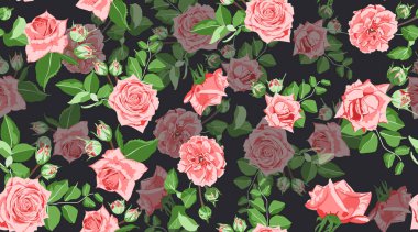 Gül Seamless modeli Vintage tarzı.