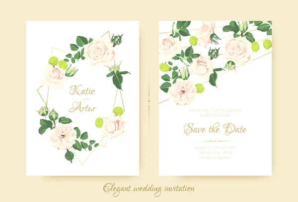 Κομψή γάμος πρόσκληση με λουλούδια. — Διανυσματικό Αρχείο