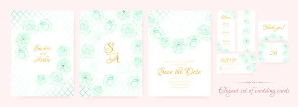 Svatební pozvání, karty šablony Set. — Stockový vektor