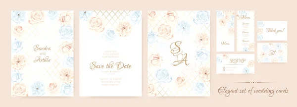 Boda floral Invitar en colores pastel . — Vector de stock