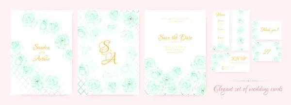 Convite de casamento, Cartões Templates Set . — Vetor de Stock