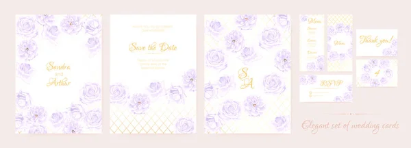Συλλογή Floral πρόσκληση γάμου. — Διανυσματικό Αρχείο