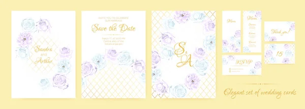 Vintage Wedding Invite Watercolor Set. — Stock Vector