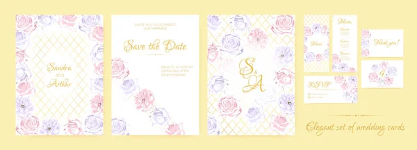 Floral Wedding Invite in Pastel Colors. — Stock Vector