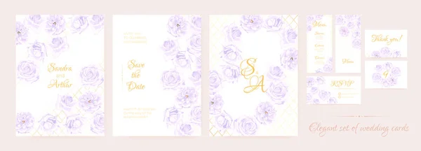 Συλλογή Floral πρόσκληση γάμου. — Διανυσματικό Αρχείο