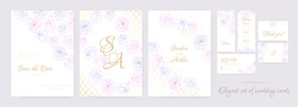 Bloemen bruiloft uitnodigen in Pastel kleuren. — Stockvector