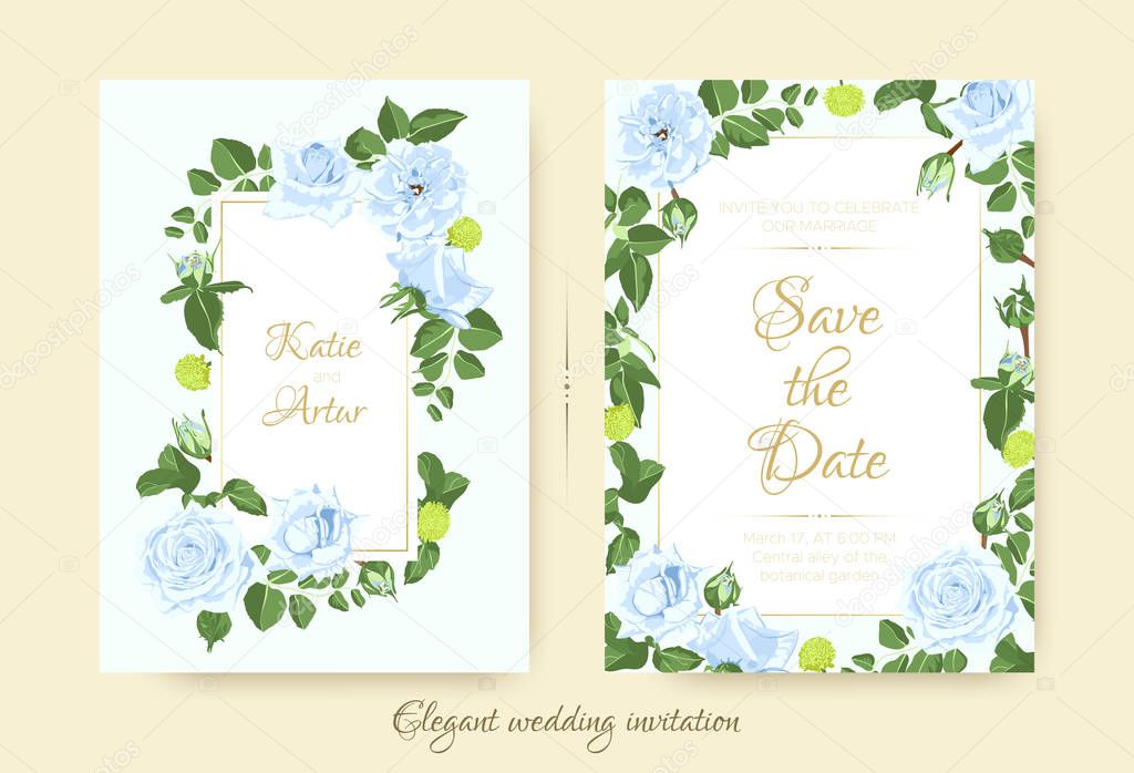 Vintage Flowers for Wedding Invitation.