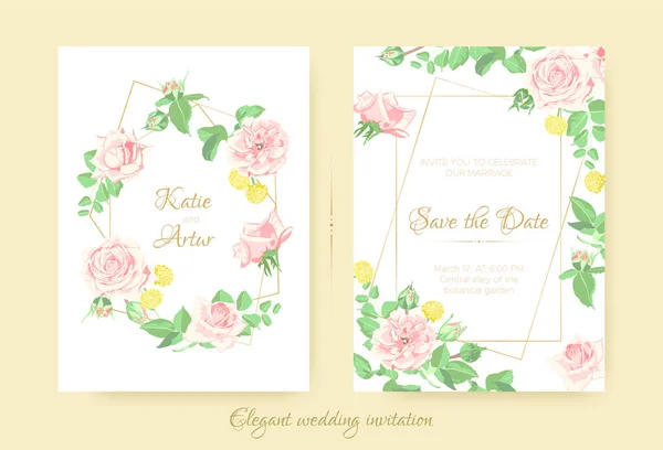 Vektör çiçek buketi, düğün kartları. — Stok Vektör