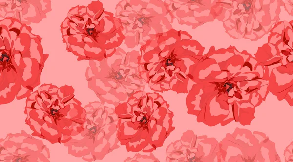 Nahtloses Blumenmuster, rote Vintage-Rosen. — Stockvektor