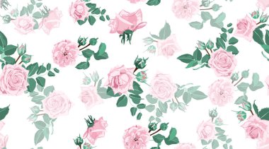 Yaprakları ile sorunsuz çiçek gül desenli.