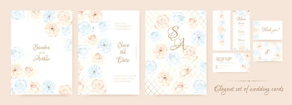 Boda floral Invitar en colores pastel . — Vector de stock