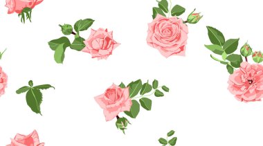 Yaprakları ile sorunsuz çiçek gül desenli.