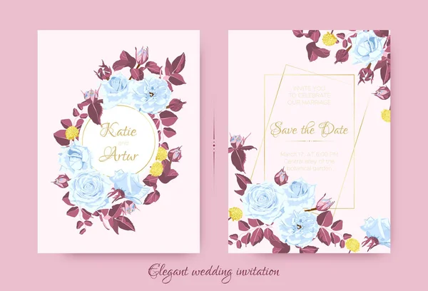 Bruiloft Card sjablonen met Vintage rozen. — Stockvector