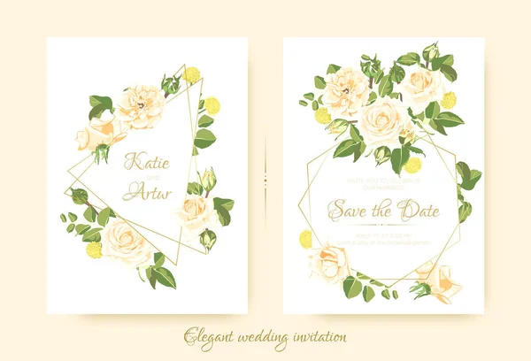 Elegant Vintage Bröllop kort med rosor. — Stock vektor