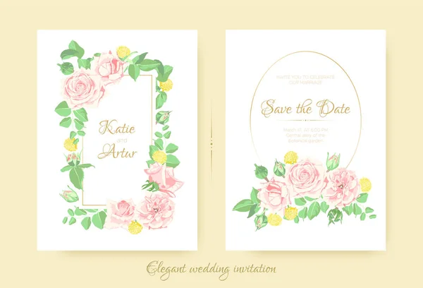 Bouquet de fleurs vectorielles, Cartes de mariage vintage . — Image vectorielle