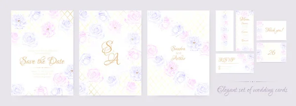 Floral Wedding Invite in Pastel Colors. — Stock Vector