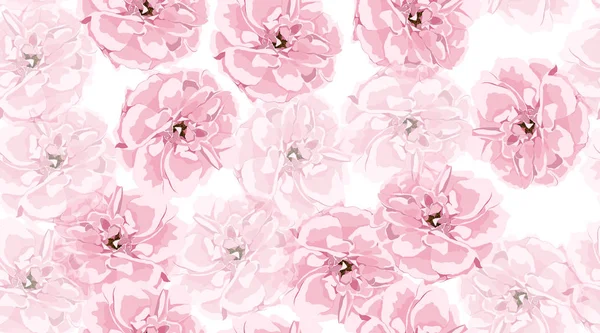 Aquarel rozen, naadloze bloemmotief. — Stockvector
