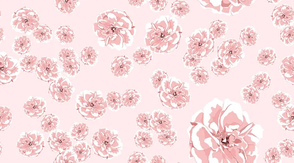 Watercolor Roses, Floral Seamless Pattern. — Stock Vector