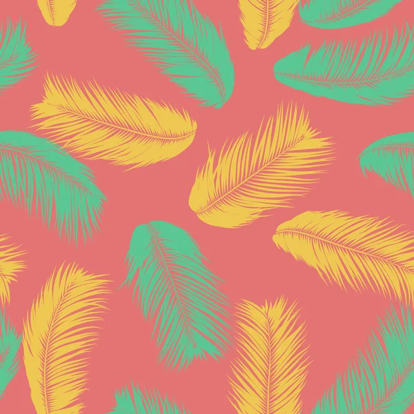 Vector Coconut Tree. Patrón Tropical Inconsútil con Hoja de Palma. Exotic Jungle Plants Abstract Background. Silueta simple de hojas tropicales. Ramas de cocoteros de moda para textiles, tela, fondo de pantalla — Vector de stock