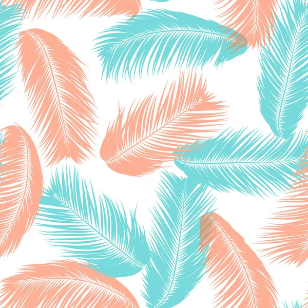 Vector Coconut Tree. Patrón Tropical Inconsútil con Hoja de Palma. Exotic Jungle Plants Abstract Background. Silueta simple de hojas tropicales. Ramas de cocoteros de moda para textiles, tela, fondo de pantalla — Archivo Imágenes Vectoriales