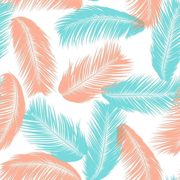 Vector Coconut Tree. Pola Tanpa Lautan Tropis dengan daun palem. Tanaman Hutan Eksotik Latar Belakang Abstrak. Sederhana Silhouette of Tropic Leaves. Cabang Pohon Kelapa Trendy untuk Tekstil, Kain, Wallpaper - Stok Vektor