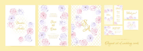 Bloemen bruiloft uitnodigen in Pastel kleuren. — Stockvector