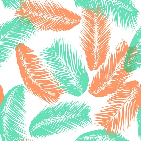 Vector Coconut Tree. Padrão sem costura tropical com folha de palma. Plantas exóticas da selva Fundo abstrato. Silhueta simples de folhas tropicais. Ramos de árvore de coco na moda para têxteis, tecido, papel de parede — Vetor de Stock