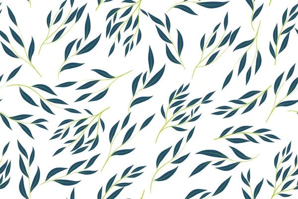 Eucalyptus vecteur. Modèle sans couture coloré avec feuilles vectorielles, branches et éléments floraux. Fond élégant pour la conception de mariage, tissu, textile, robe. Eucalyptus vecteur dans le style aquarelle . — Image vectorielle