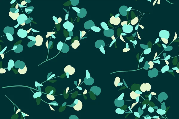 Eucalipto Vector Seamless Pattern con foglie, rami ed elementi floreali. Elegante sfondo carino per Matrimonio rustico Progettare, Tessuto, Tessile, Vestito. Vettore di eucalipto in stile vintage per la stampa . — Vettoriale Stock