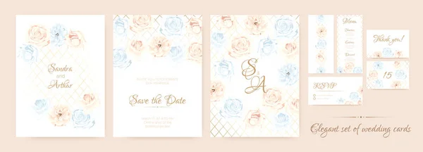 Floral Wedding Invite in Pastel Colors. — Stock Vector