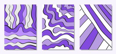 Vektör kapakları Set El tarzı çizilmiş. El yazısı dalgalı çizgiler ve şekiller, spiraller, nokta ile arka. Yaratıcı Hipster illüstrasyon. Karalama. Vektör soyutlamalar ekran duvar kağıtları için.