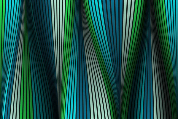 Lignes ondulées avec dégradé. Trendy Abstract Background with a Distorted Striped Surface. Modèle futuriste avec effet de volume et de mouvement. Débit. Abstraction 3D ondulée avec des rayures vectorielles déformées . — Image vectorielle