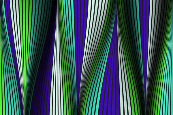 Trendy Abstract Background. Papier peint vectoriel avec effet de volume et de mouvement. Surface colorée déformée. Lignes ondulées et gradient Mesh. Illustration 3D futuriste avec distorsion des lignes. Débit . — Image vectorielle